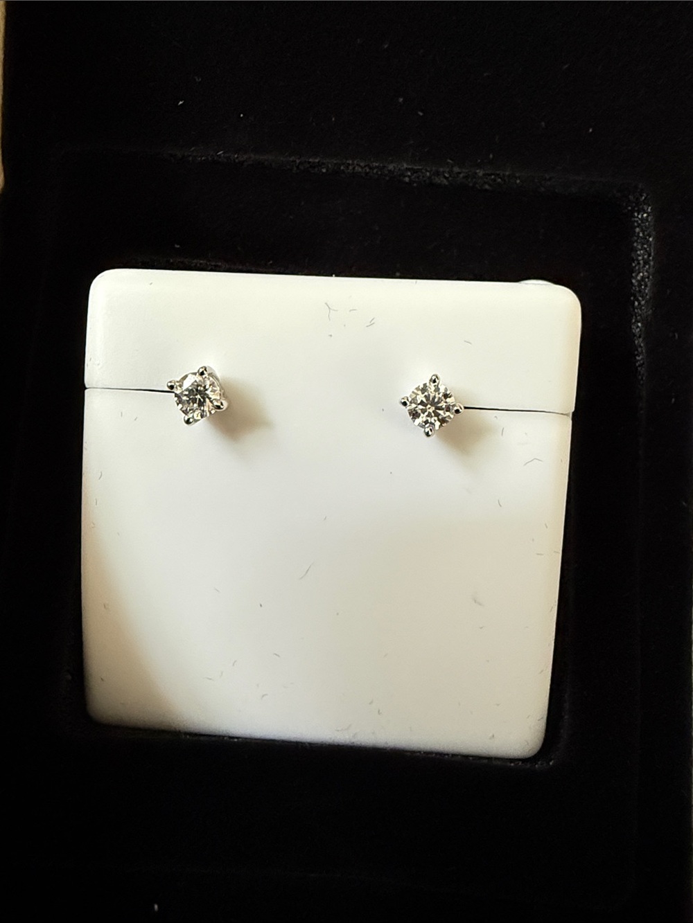 Classic White Diamond Solitaire Stud Earrings - Silver